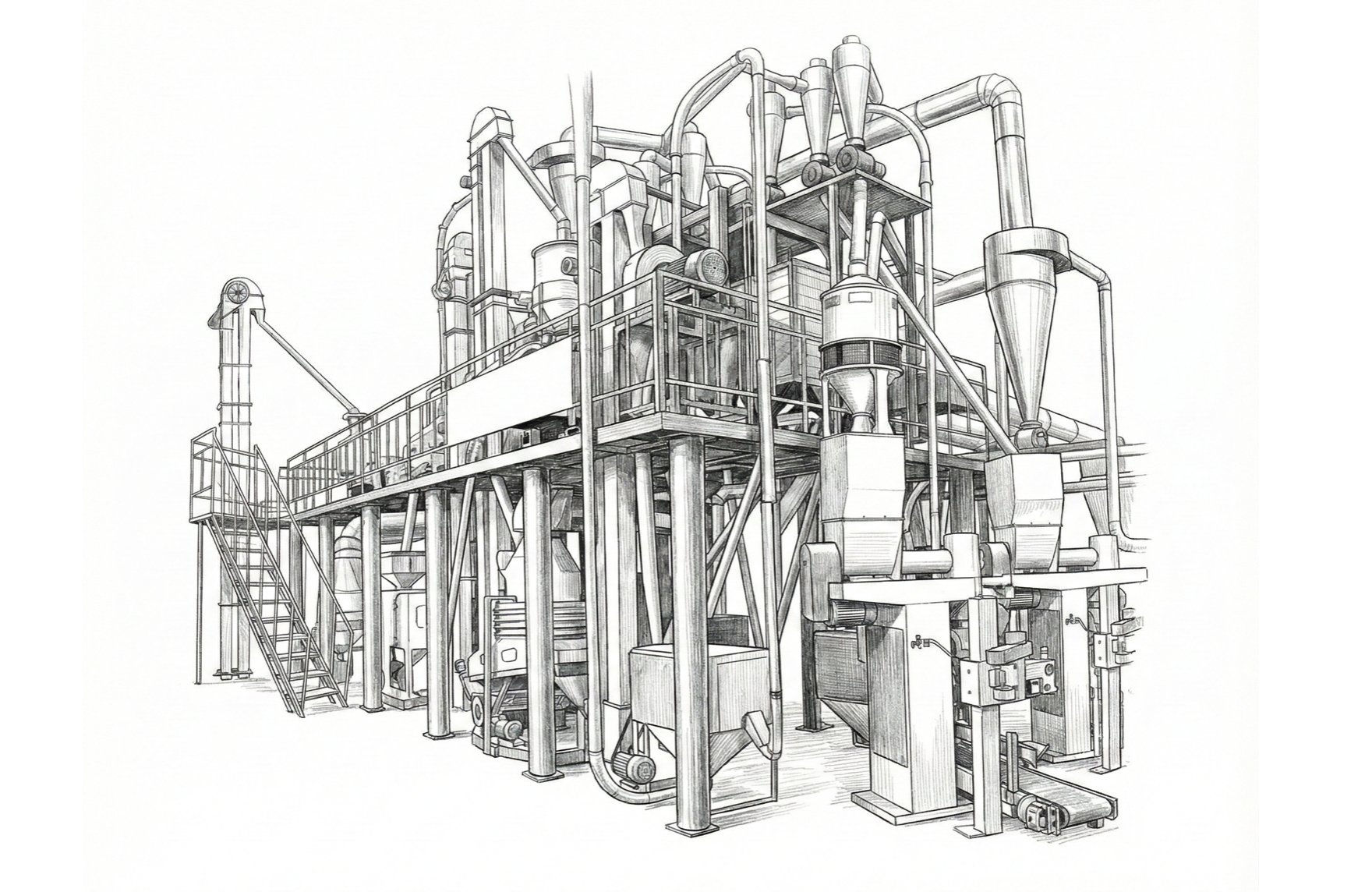 100TPD Industrial Automatic Maize Flour Milling Plant