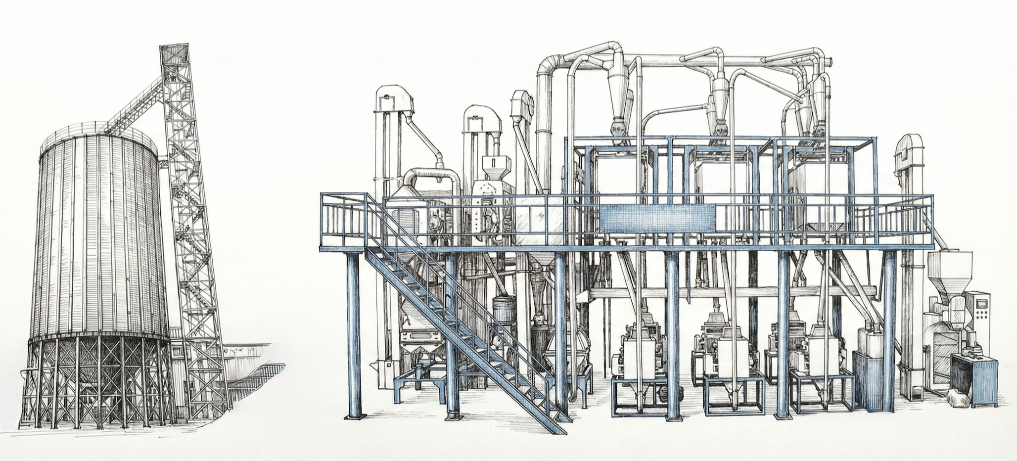 Integrated 100T Drying System, 200T Smart Silo & 60TPD Maize Flour Milling Plant