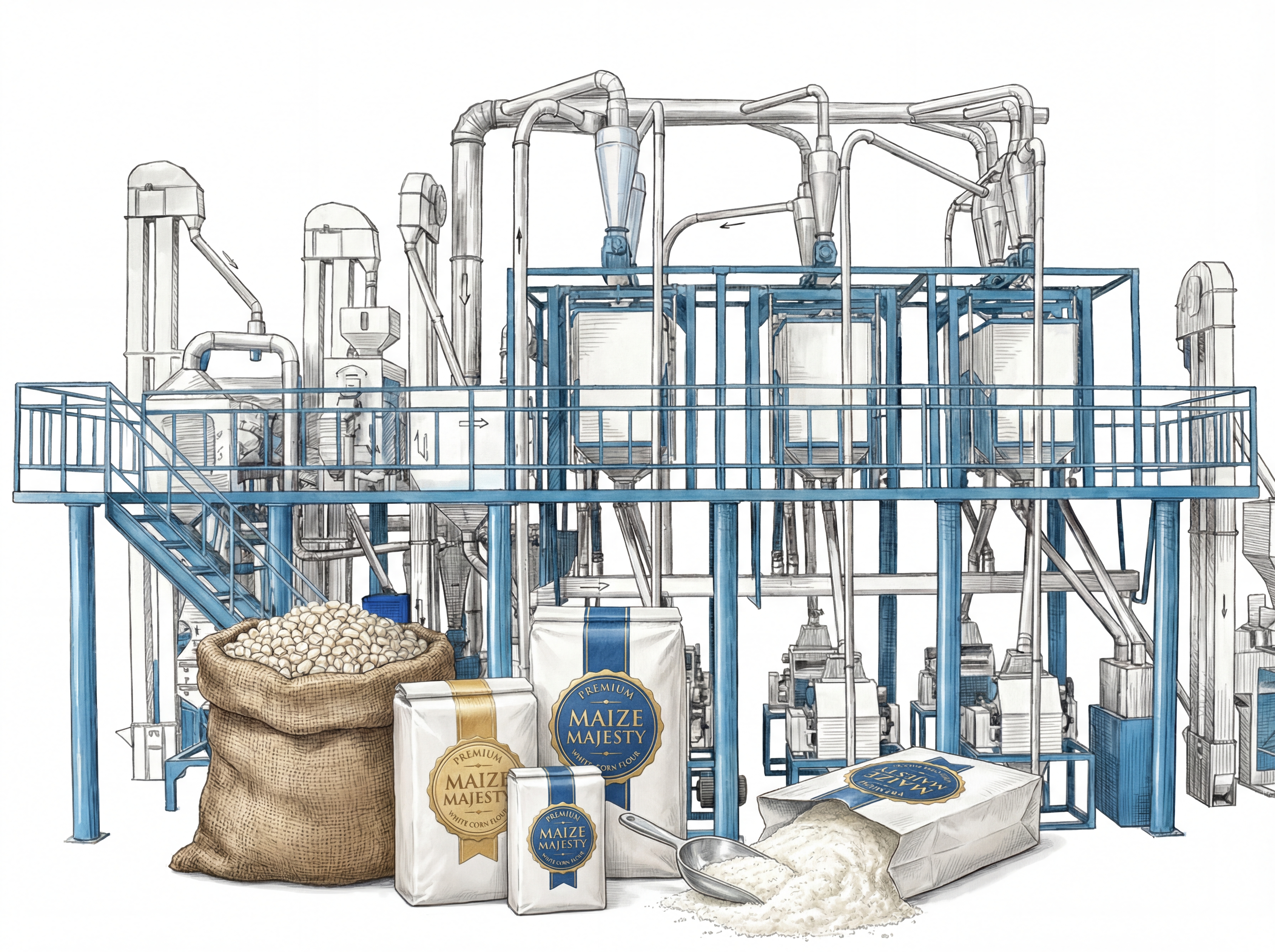 50TPD Industrial Maize Flour Milling Plant
