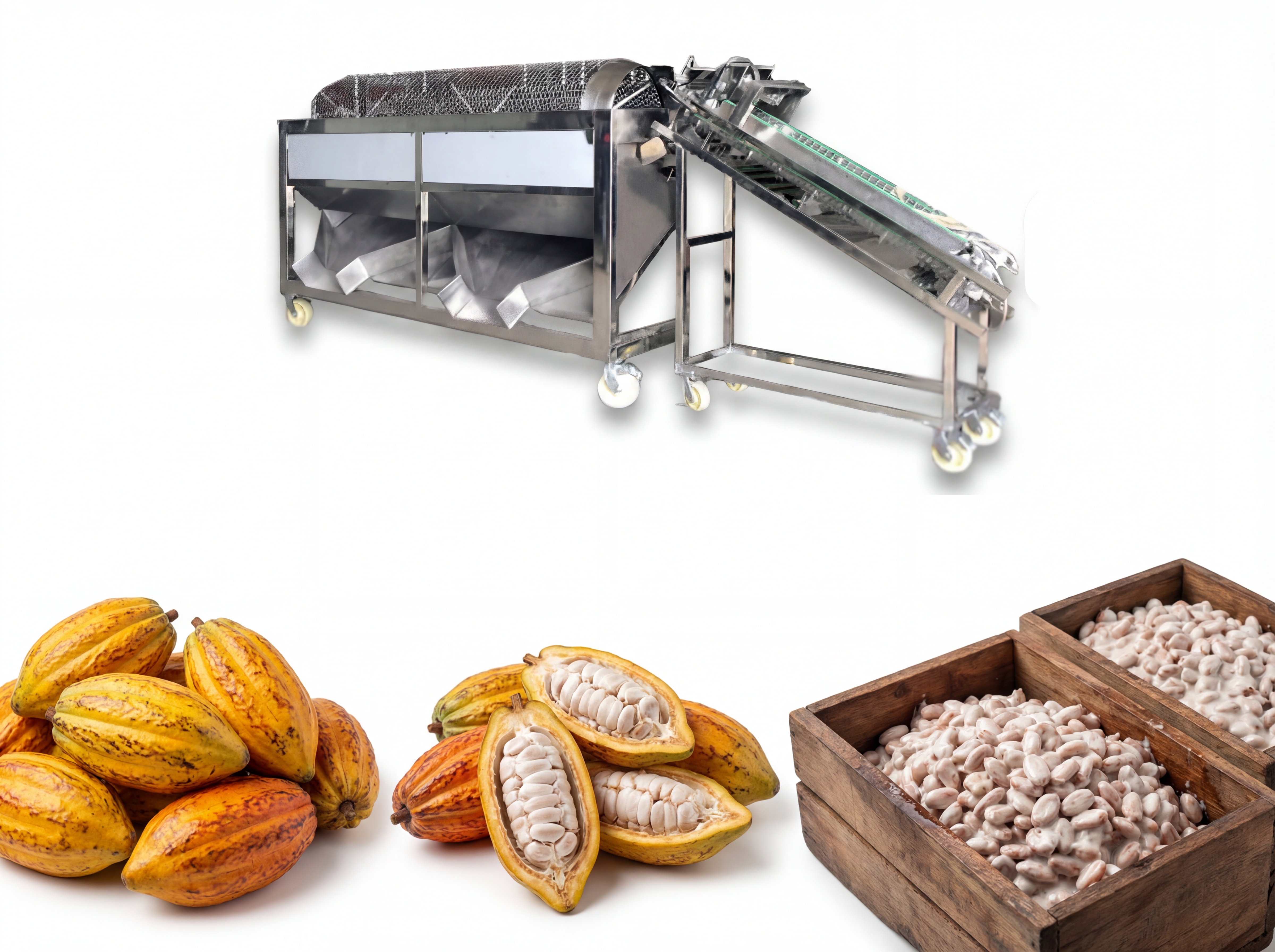 Complete 800kg/h Cocoa Pods Splitter Processing Line
