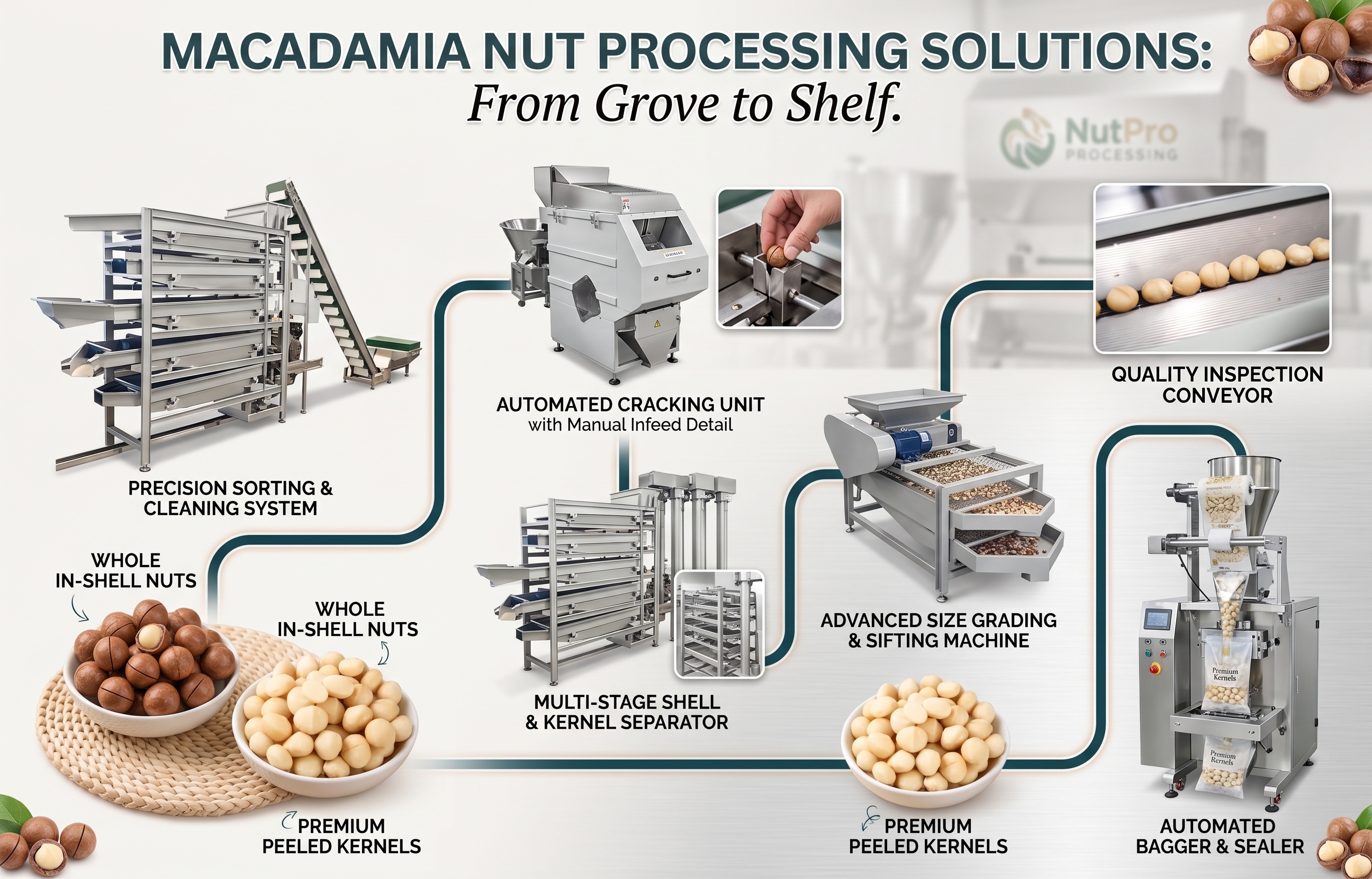 Industrial Macadamia nuts processing line