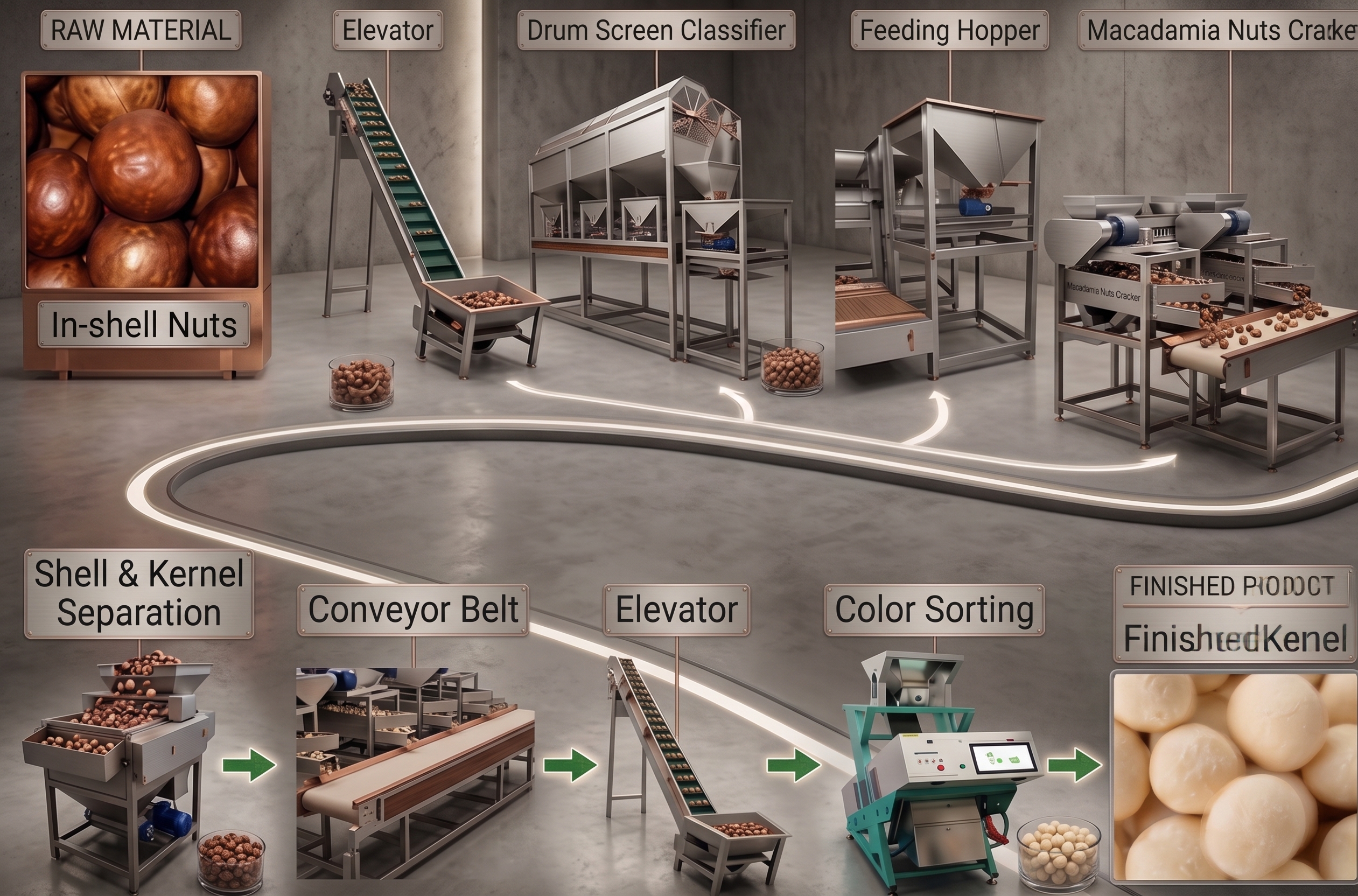 Industrial Macadamia nuts production line
