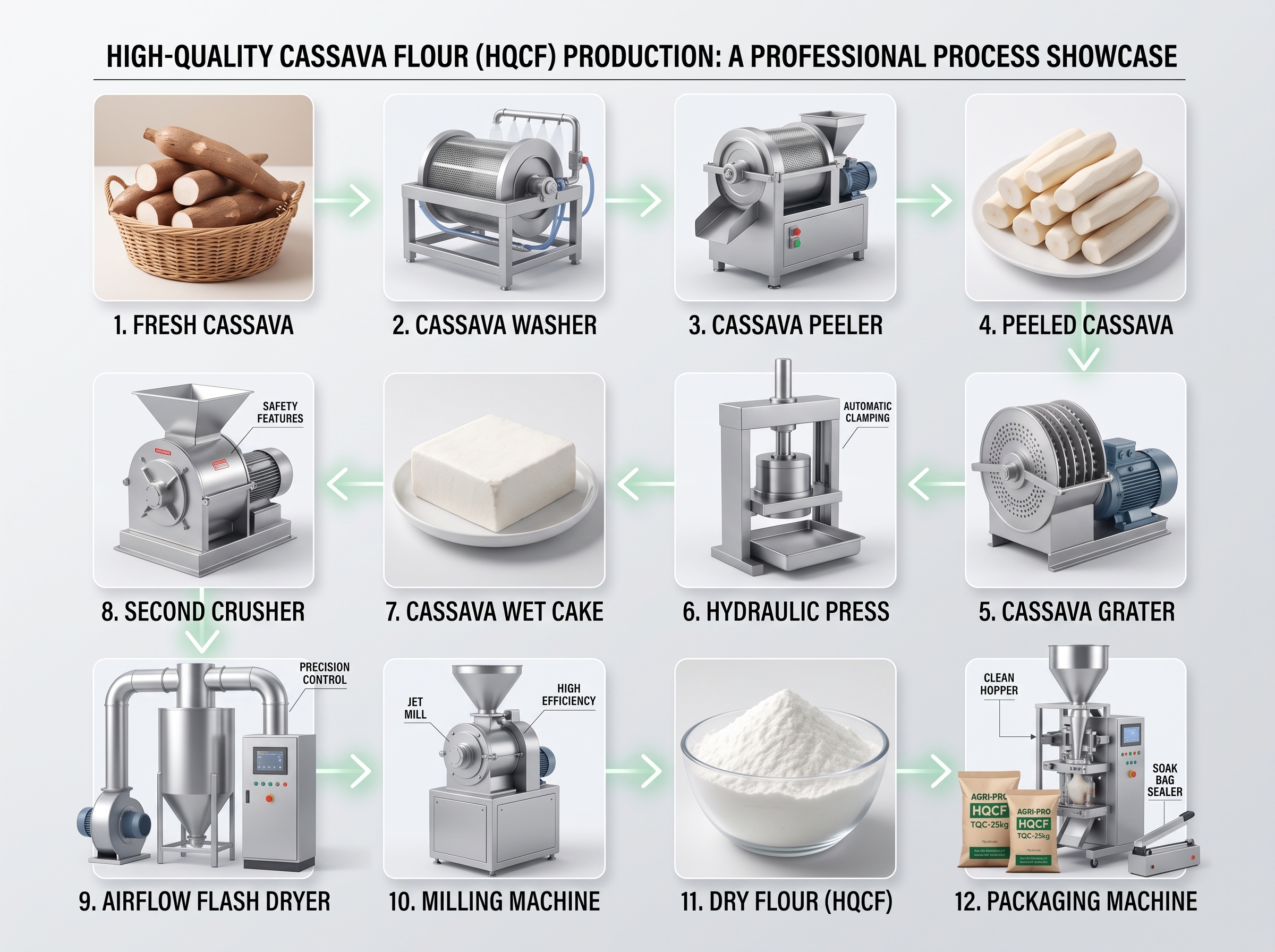 Turnkey Industrial Cassava flour production line