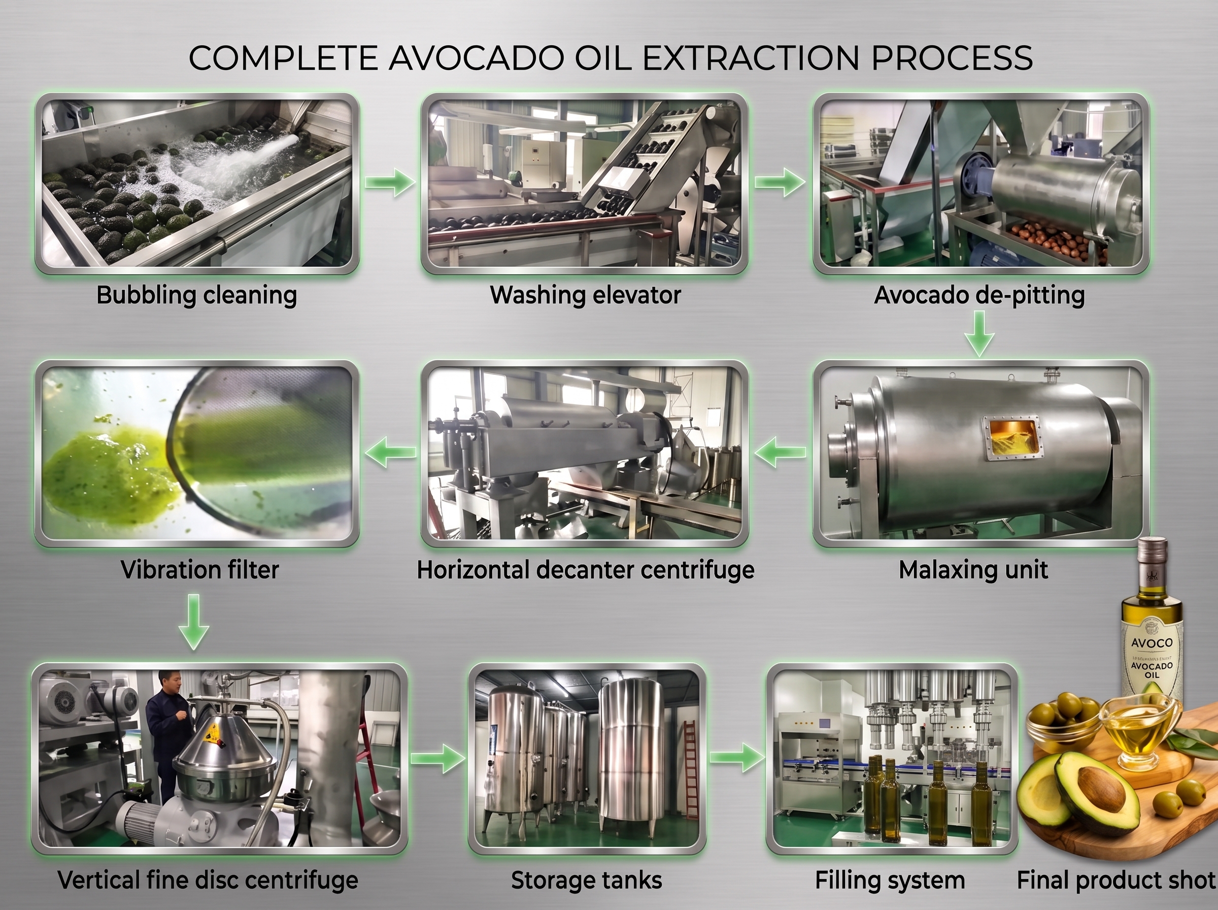Turnkey avocado oil extraction process line