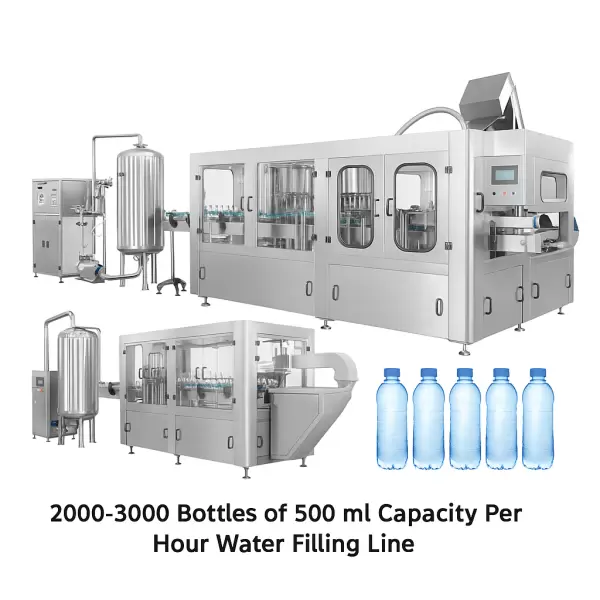 2000-3000 bottles of 500 ml capacity Per Hour Water Filling Line
