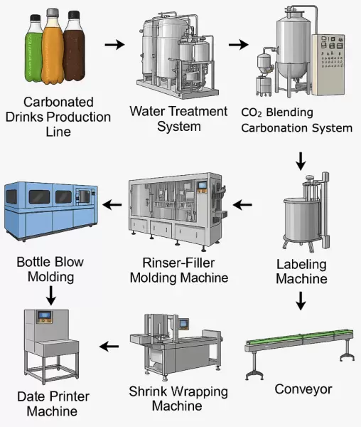 Complete Carbonated Drinks production line 