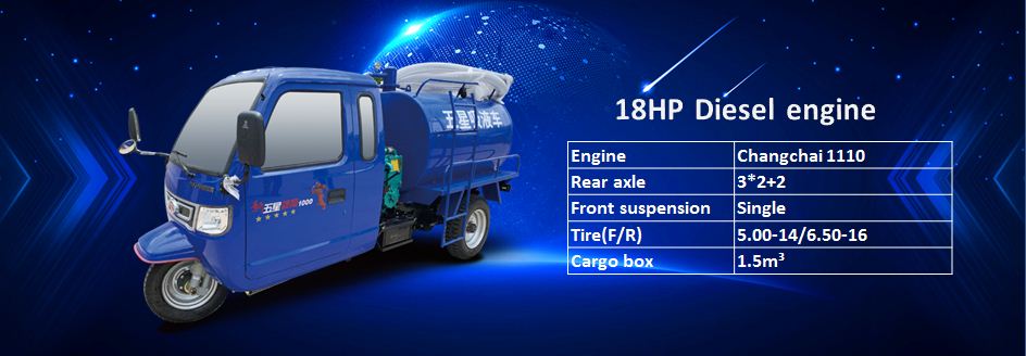 Weichai lovol diesel tricycle-1000 garbage industry application