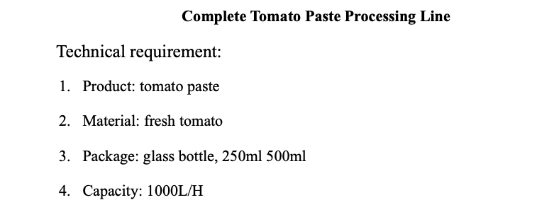 Complete Tomato Paste Processing Line