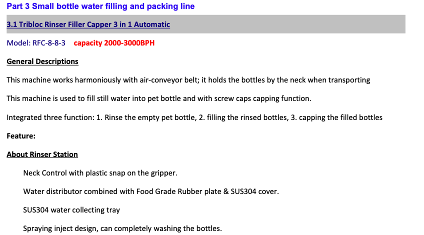 2000-3000 bottles of 500 ml  capacity Per Hour Water Filling Line