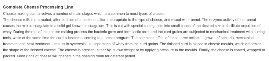 Cheese Processing Line