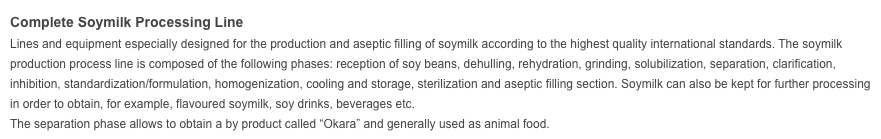 Soymilk Processing Line