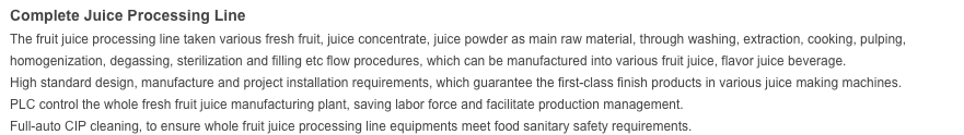 Juice Processing Line