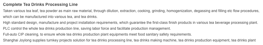 Tea Drinks Processing Line