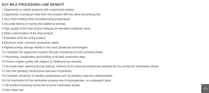 Soymilk Processing Line