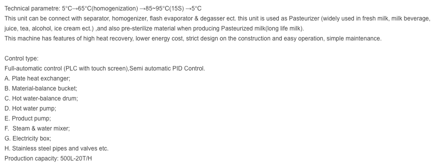 Plate Pasteurizer