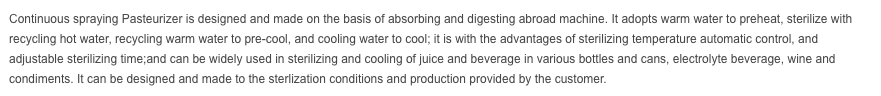 Continuous Spraying Type Pasteurization and Cooling Tunnel