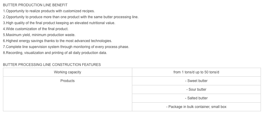 Butter Processing Line