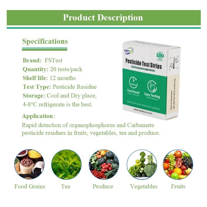 FSTest Pesticide Test Strips Fruits Vegetables Tea Produce Food Safety Detect 4
