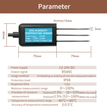 RS485 Soil Temperature and Humidity Sensor 2 in 1 soil moisture sensor 1